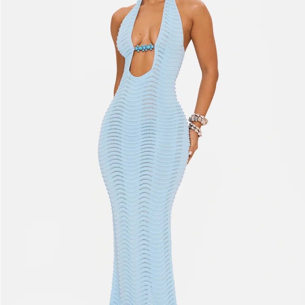 Murci Azura Knitted Halter Maxi Dress